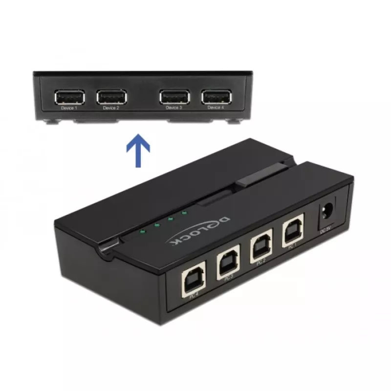 DeLOCK 11494 przełącznik danych komputerowych Czarny USB Typ-A Typ-B 0,48 Gbit/s