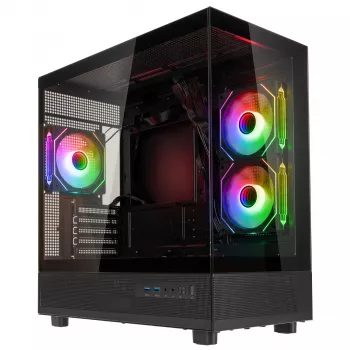 GSI SmartAssembly ARGB Glass Micro-ATX Case - 650W