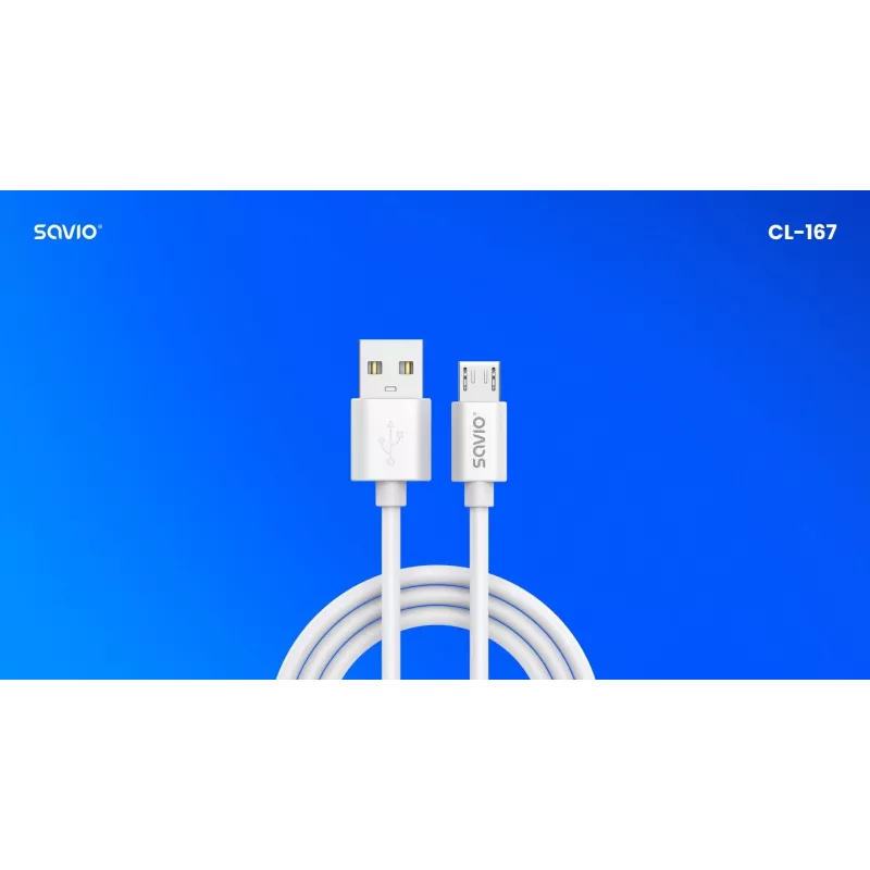 Kabel Savio USB 2.0 USB A - Micro USB biały CL-167 3 m