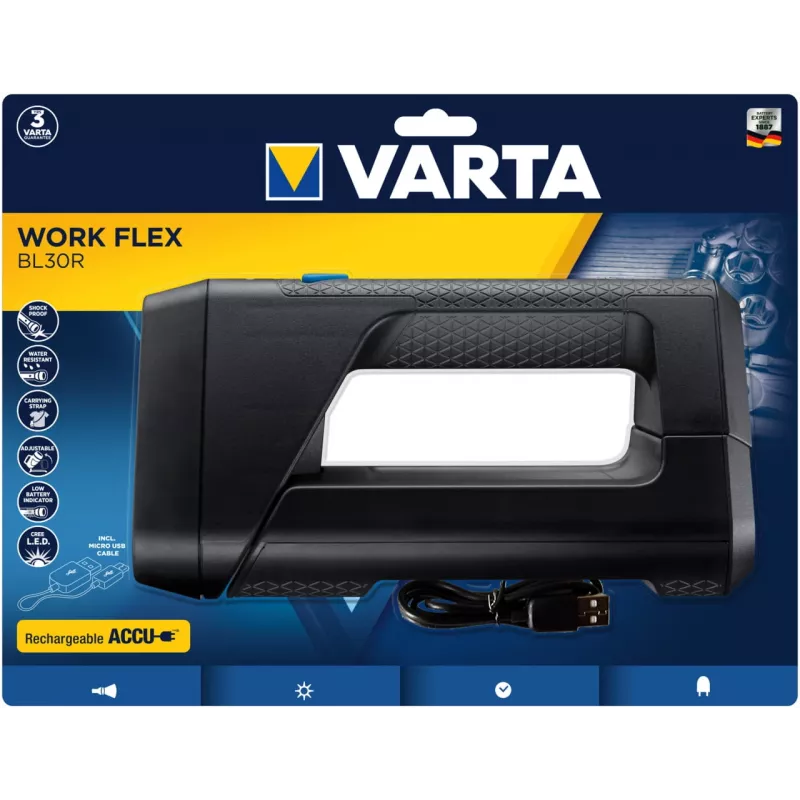Latarka ręczna Varta Work Flex Czarna LED 600 lm IPX4 2600 mAh