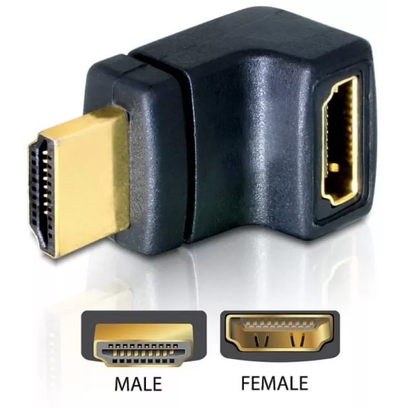 Złącze HDMI DeLOCK 65072 wtyk HDMI na gniazdo HDMI 90° do góry