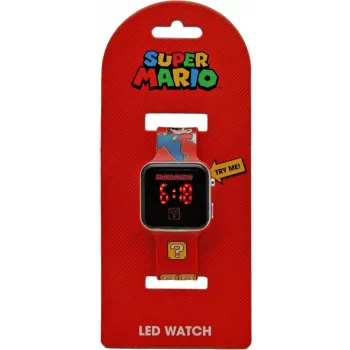 Dziecięcy zegarek na rękę Euroswan LED Super Mario – cyfrowy, czerwony, z wyświetlaczem LED
