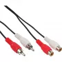 Kabel audio InLine 2x RCA męski / żeński 20 m, 2 x RCA, Męski, 2 x RCA, Żeński, 20 m, Czarny