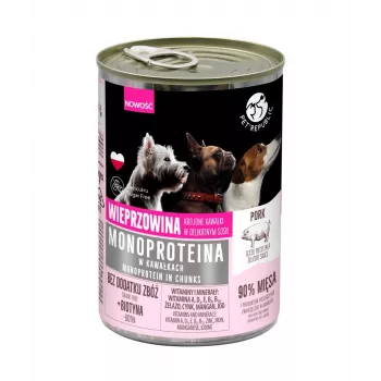 Mokra karma dla psa PetRepublic PET REPUBLIC Monoprotein wieprzowina 400 g — przepis z jednym źródłem białka – wieprzowiną