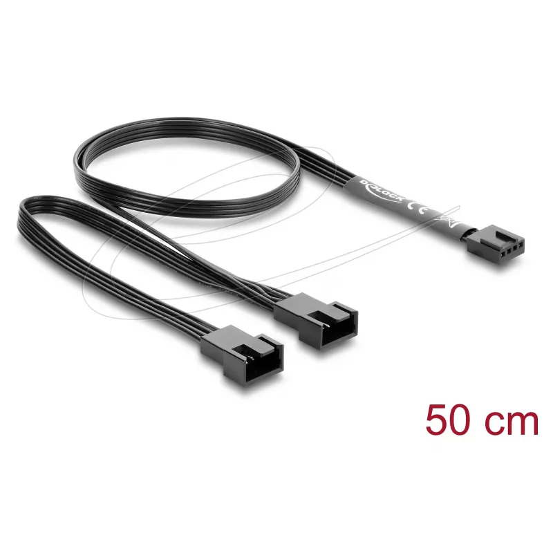 Wewnętrzny kabel zasilający DELOCK 84543 — 4-pinowy PWM na podwójny 4-pinowy PWM, 0,5 m