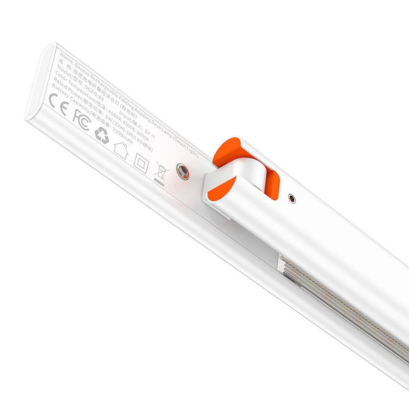 Lampa biurkowa Baseus Smart Eye Składana Akumulatorowa Biała — składana lampa biurkowa LED, akumulator, regulowane ramię i głowica