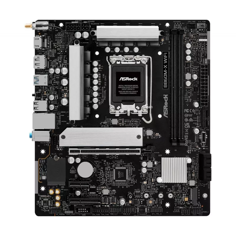 Płyta główna ASRock B860M-X WiFi — Intel B860, LGA 1851, micro ATX, DDR5, 2x DIMM, 4x M.2, 2.5Gb LAN, Wi‑Fi 6E, Bluetooth 5.3