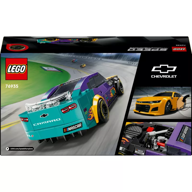 Klocki konstrukcyjne LEGO Speed Champions 76935 NASCAR Next Gen Chevrolet Camaro ZL1, 328 elementów, 1 minifigurka, wiek 9+