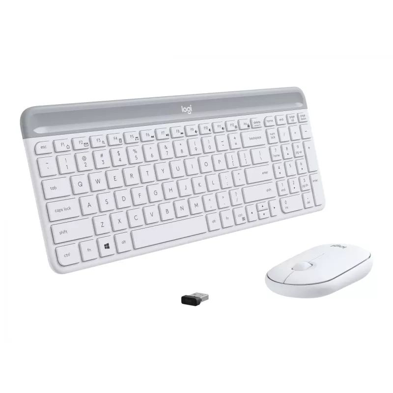 Logitech Slim Wireless Combo MK470 - Zestaw klawiatury i myszy - Bezprzewodowy - 2,4 GHz - Hiszpański - Off-White (920-009199)