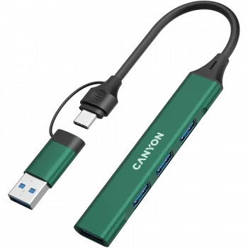 CANYON hub DS-02 4w1 USB-A/C Zielony