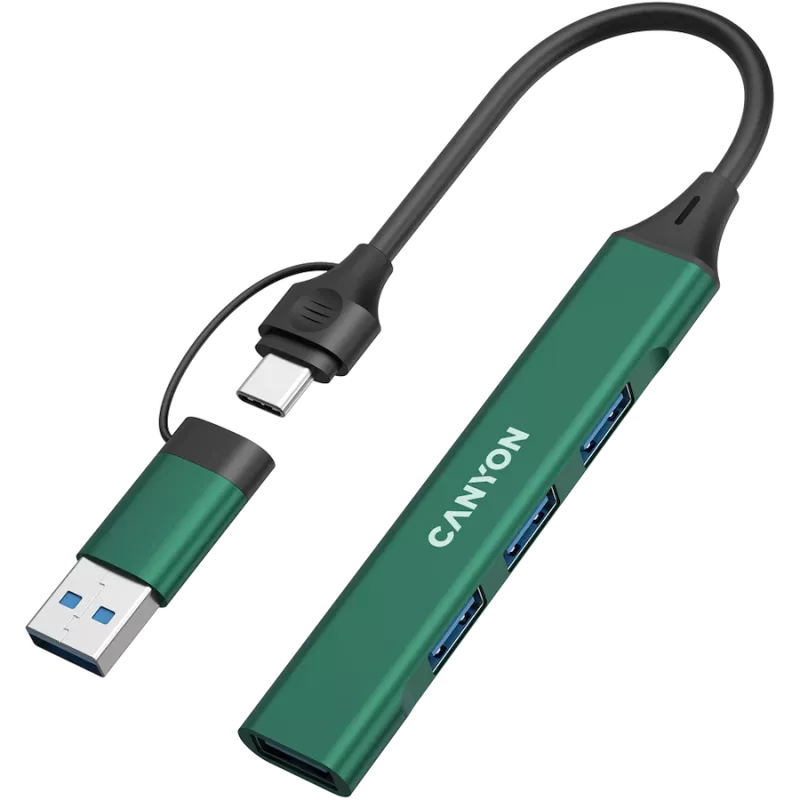 CANYON hub DS-02 4w1 USB-A/C Zielony