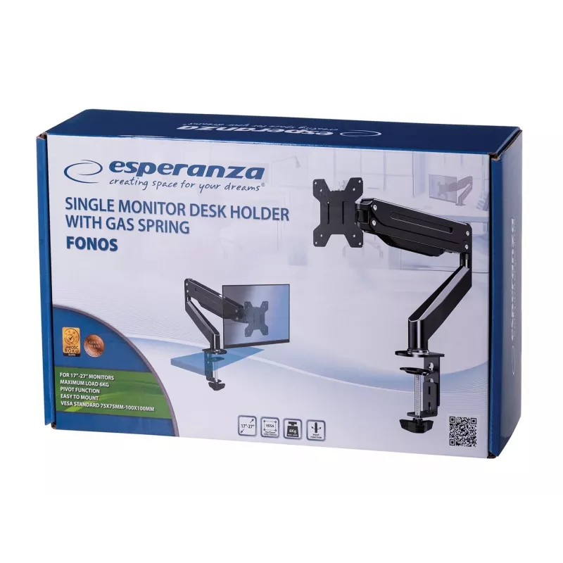 Esperanza ERW019 uchwyt/stojak do monitora 68,6 cm (27) biurkowy czarny