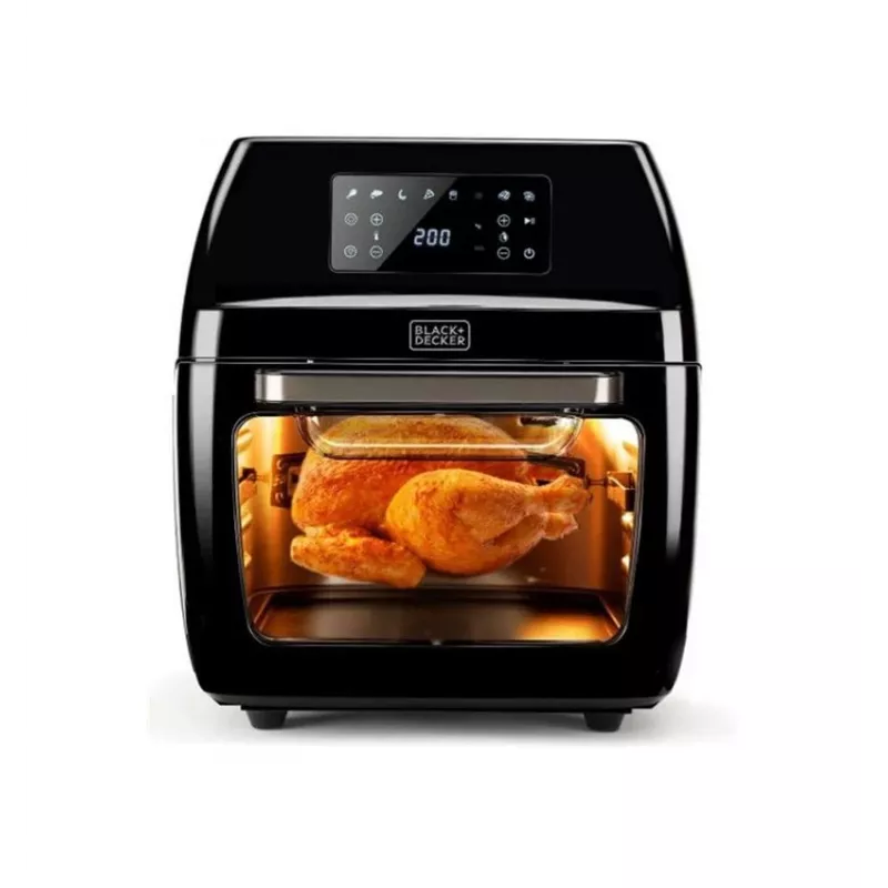 Frytkownica beztłuszczowa Black & Decker BXAFO1200E — 12 L, 1700 W, sterowanie dotykowe, 40–200°C, rożen, pieczenie i smażenie