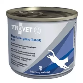 TROVET weterynaryjna dieta mokra karma dla kota RRD Rabbit & Rice 200 g — leczenie alergii, bezzbożowa, bez konserwantów i soi