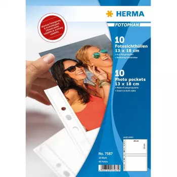 Kieszenie na zdjęcia HERMA Fotophan 13x18 cm poziome białe 10 szt.