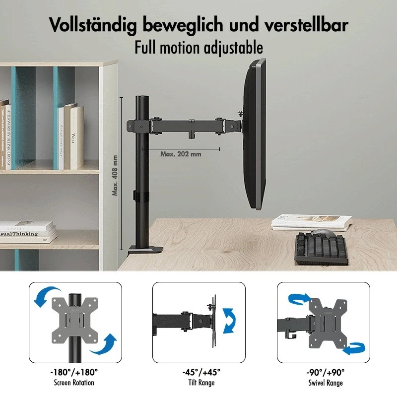 Uchwyt do monitora 17-32 cali, max 10 kg, stal