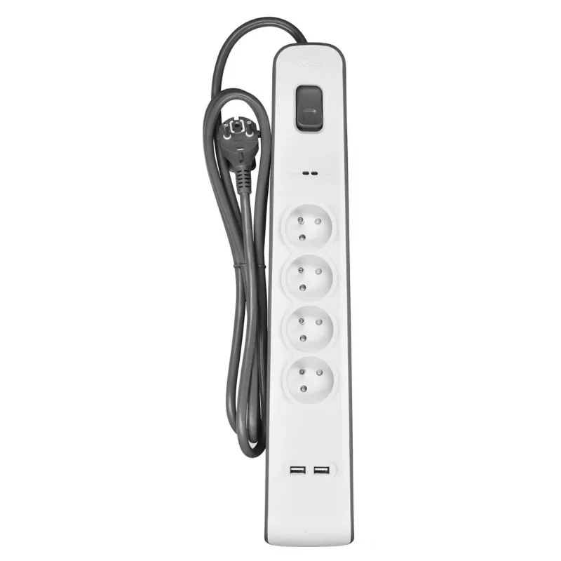 Listwa przeciwprzepięciowa Belkin BSV401CA2M Czarna Biała 4 gniazda AC 2 m