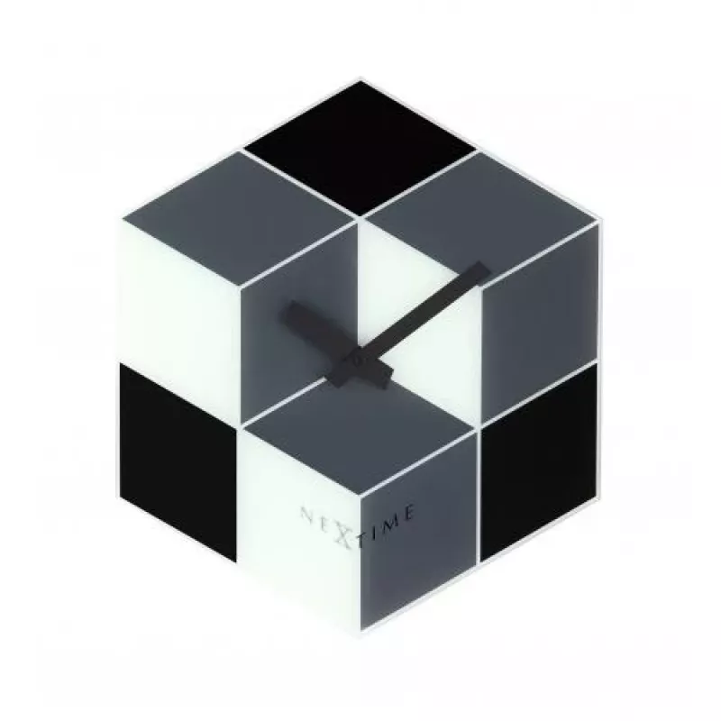 NeXtime klok 8171 Cubic, 43,5x37 cm, Ścienny, Czarny/Biały/Szary