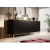 Komoda GLAMOUR 180x40x75,5 cm, czarna matowa + złoto