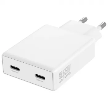 Ładowarka PDPlug Dual 65W GaN 2xUSB-C biała