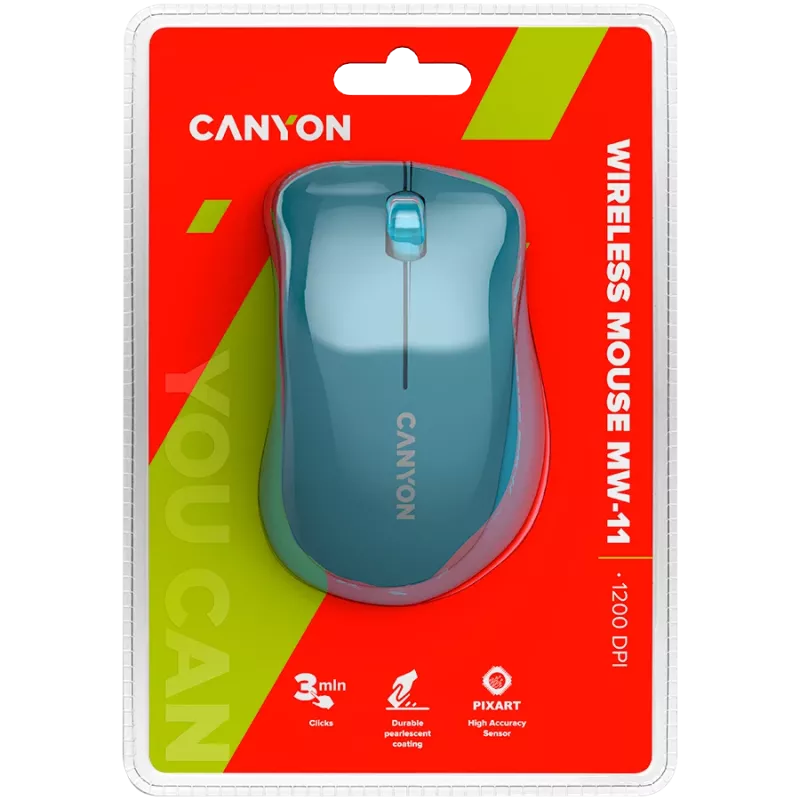 CANYON MW-11, 2.4 GHz Wireless mysz ,with 3 buttons, DPI 1200, bateria:AAA*2pcs ,Blue67*109*38mm 0.063kg
