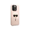 Karl Lagerfeld KLHMP14XSLKHLP iPhone 14 Pro Max 6.7 etui silikonowe jasnoróżowe / jasnoróżowe z głową Karla Magsafe