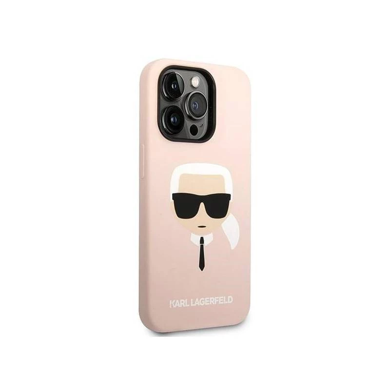 Karl Lagerfeld KLHMP14XSLKHLP iPhone 14 Pro Max 6.7 etui silikonowe jasnoróżowe / jasnoróżowe z głową Karla Magsafe