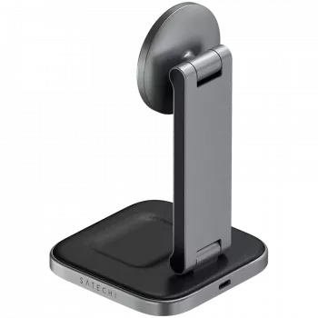 SATECHI 3-w-1 składana podstawka ładująca bezprzewodowo Qi2 (Space Gray) z wtyczkami typu A, C, G