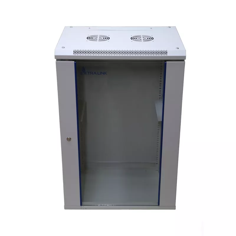 Szafa rack wisząca Extralink Rackmount 18U 600x600 szara zamek na klucz