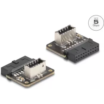 DeLOCK 67239 Adapter zmiany płci złącza 19-pin USB USB Type-E Czarna stal nierdzewna