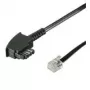 Wentronic Goobay Kabel połączeniowy TAE-F (uniwersalny układ pinów), czarny, 6 m - wtyk TAE-F do wtyku RJ11/RJ14 (6P4C) (68536)