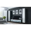 Stolik pod TV Cama Meble VIGO NEW 30/140/40 — 1400×400×300 mm, szary blat, płyta wiórowa, szara rama, białe fronty na wysoki połysk