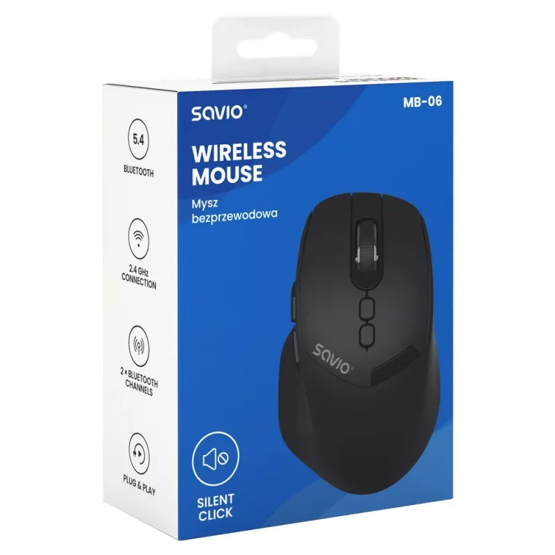 Mysz Savio MB-06 uniwersalna symetryczna Bluetooth 3800 DPI
