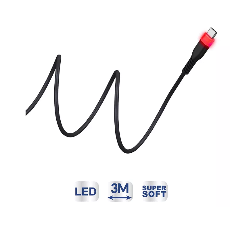 Kabel ładujący USB-C SUBSONIC SA5601 3 m – Kompatybilny z PS5, Xbox, Nintendo Switch