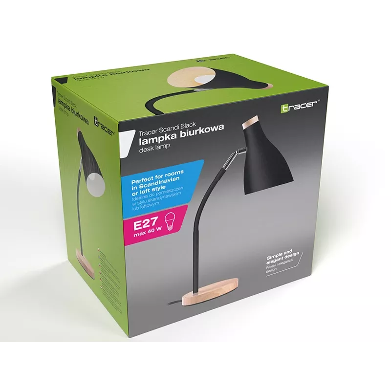 Lampa stołowa TRACER TRAOSW47237 Scandi czarna LED regulowana jasność, regulowane ramię