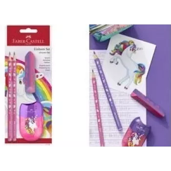 Zestaw do pisania Faber-Castell Unicorn Różowy — model 111518, zestaw ołówków i akcesoriów