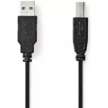 Kabel USB Nedis | USB 2.0 | Wtyk USB-A | Wtyk USB-B - 10 W | 480 Mbps | niklowany | 1,00 m | Okrągły | PVC | Czarny | Etykieta