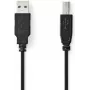 Kabel USB Nedis | USB 2.0 | Wtyk USB-A | Wtyk USB-B - 10 W | 480 Mbps | niklowany | 1,00 m | Okrągły | PVC | Czarny | Etykieta