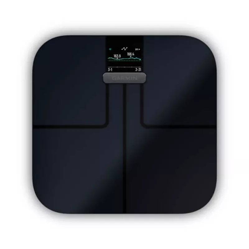 Elektroniczna waga osobista GARMIN Index S2 — czarna, maks. 181,4 kg, Wi‑Fi/Bluetooth, skład ciała