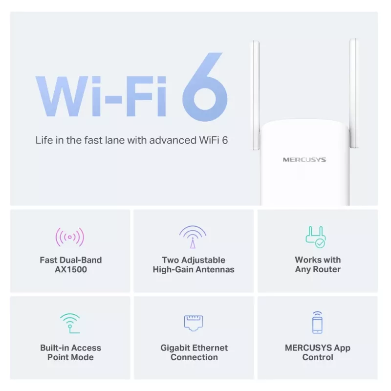 Repetitor Sygnału Mercusys Wi-Fi 6 AX1500 Dual Band - ME60X