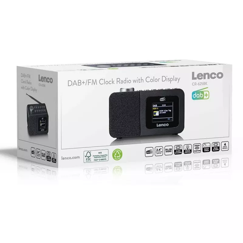 Radio stołowe Lenco CR-625BK — Odbiornik FM/AM z Bluetooth, czarny