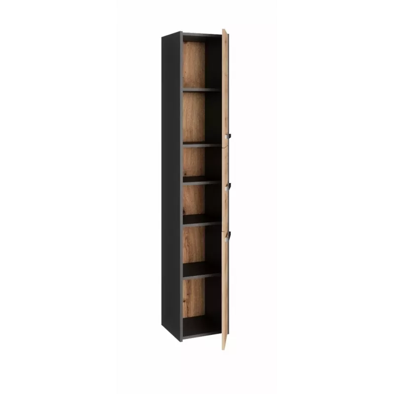 Szafka łazienkowa top e shop S33 — wolnostojąca, dębowa rama, wykończenie antracyt/Artisan, 6 półek