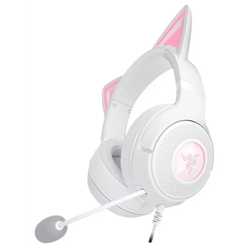 Zestaw słuchawkowy Razer Kraken Kitty V2 przewodowy USB typu A biały — wokółuszny, z pałąkiem nagłownym, 20–20000 Hz, kabel 2 m