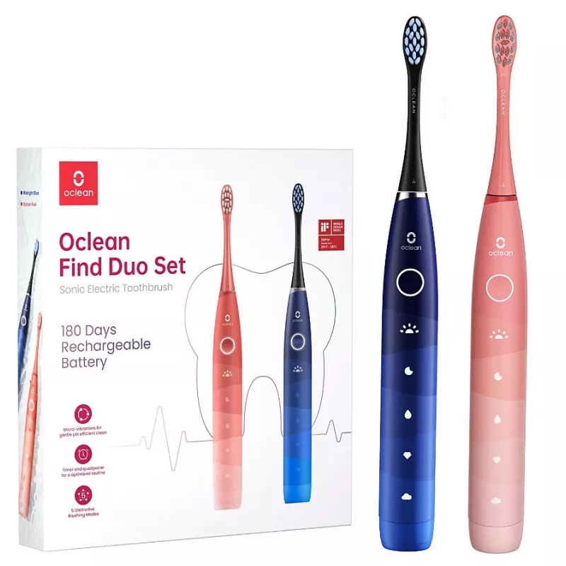Szczoteczka soniczna Oclean Flow Find Duo Set dla dorosłych Niebieski Różowy OCLEAN