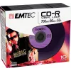 EMTEC Vinyl Look - 10 x CD-R - 700 MB (80 Min) 52x - Niebieski, Żółty, Liliowy, Zielony, Różowy - Slim Jewel Case