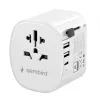Podróżny adapter ładowania GEMBIRD TPA-EU2A1C15-01-W — 15W, wtyczka typu E, 2× USB-A + 1× USB-C, 100–250V