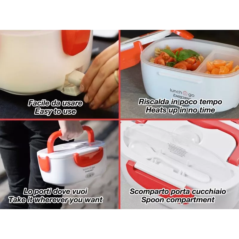 Elektryczny lunchbox Beper 90.920R - podgrzewacz do jedzenia 1 L