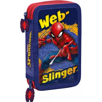 Piórnik dziecięcy Euroswan 2-zamkowy z akcesoriami Spiderman czerwono-niebieski