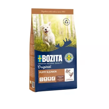 Sucha karma dla psów BOZITA Oryginalny Puppy & Junior Chicken, 12 kg — 25% białka, 13% tłuszczu, dla okresu wzrostu