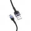 Kabel do transmisji danych Tellur USB na Type-C LED w oplocie nylonowym 1.2 m Czarny
